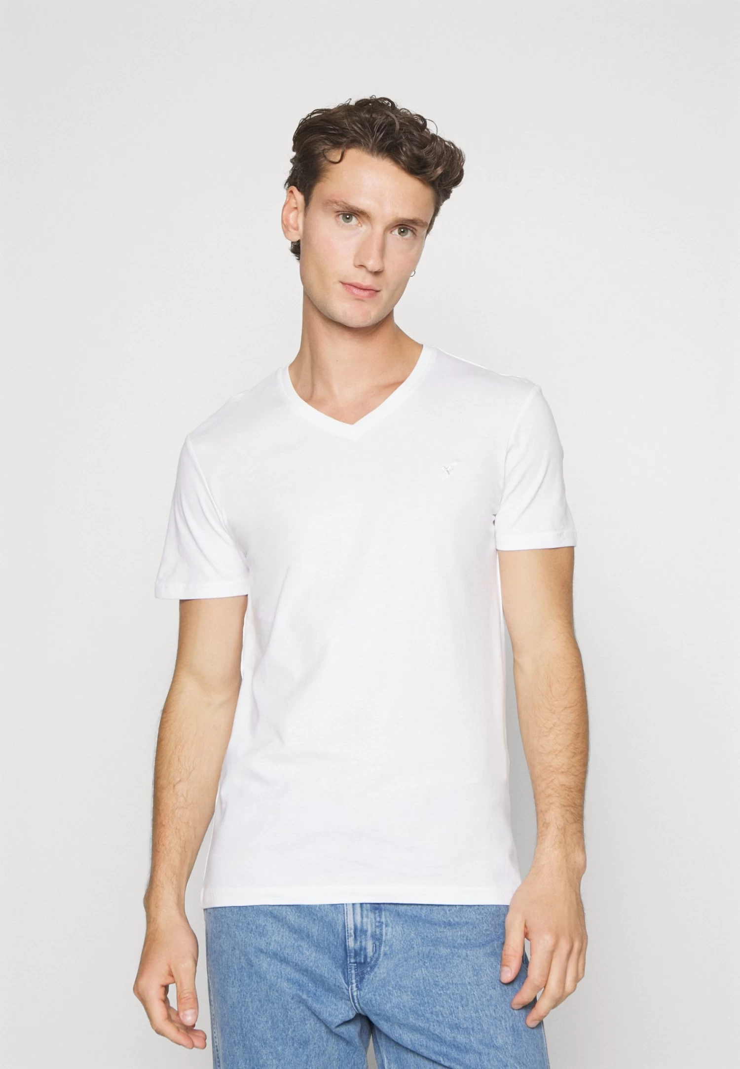 Pier One V Neck Bird Tonal 3 Pack - T-Shirt Basic - Light Brown/White/Dark Blue 3 Pier One V Neck Bird Tonal 3 Pack - T-Shirt Basic - Light Brown/White/Dark Blue - Afbeelding 3