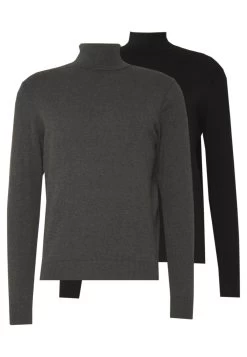 Pier One 2 Pack - Basic Turtleneck - Trui - Black/Mottled Dark Grey