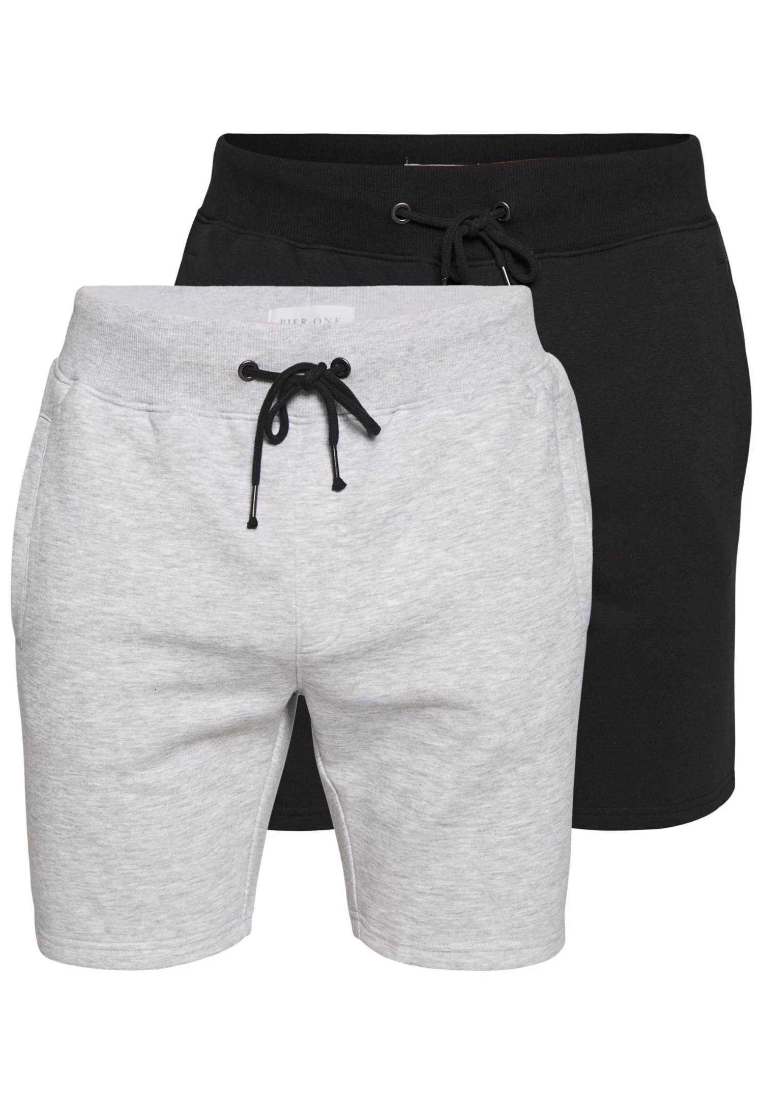 Pier One 2 Pack - Shorts -Light Grey /Black 1 Pier One 2 Pack - Shorts -Light Grey /Black