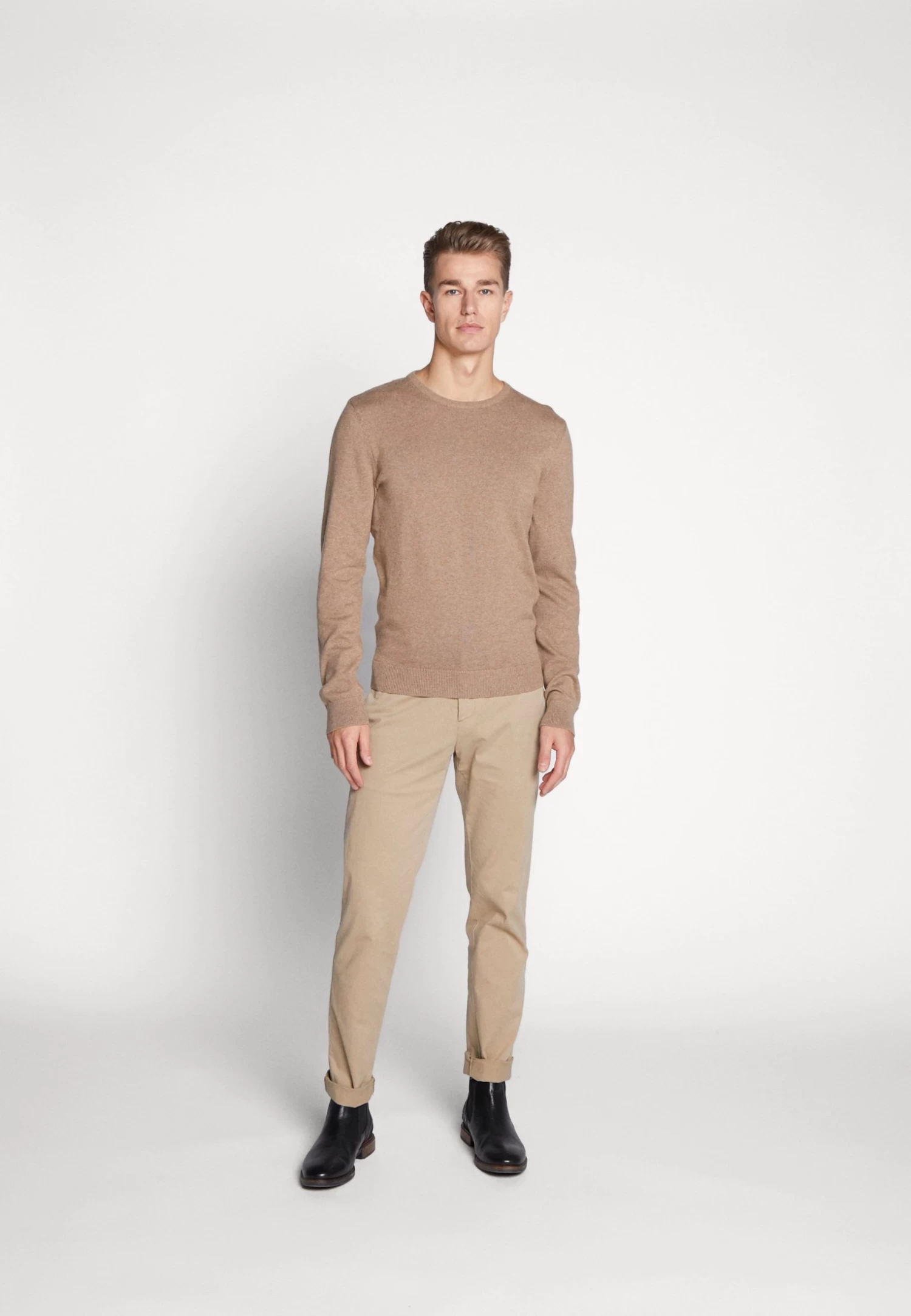 Pier One Basic Crewneck - Trui - Mottled Beige 4 Pier One Basic Crewneck - Trui - Mottled Beige - Afbeelding 4