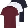 Pier One 3 Pack - T-Shirt Basic - White/Dark Blue/Red