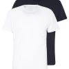 Pier One 2 Pack - T-Shirt Basic - White/Dark Blue