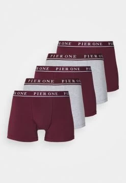 Pier One 5 Pack - Onderbroeken - Bordeaux/Mottled Grey