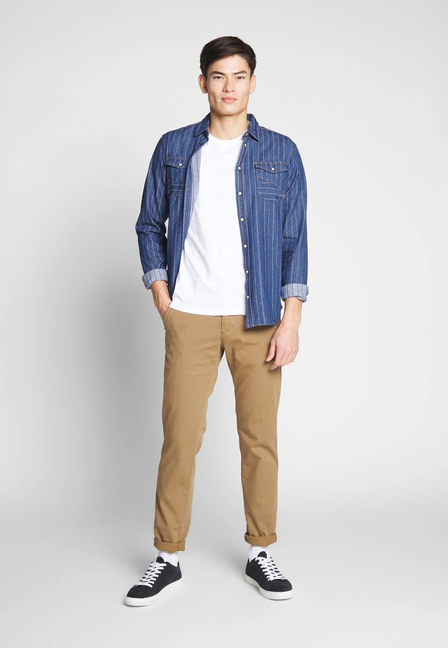 Pier One 2 Pack - T-Shirt Basic - White/Dark Blue 2 Pier One 2 Pack - T-Shirt Basic - White/Dark Blue - Afbeelding 2